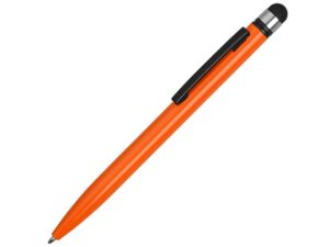Ручка-стилус металлическая шариковая «Poke» - оранжевый/черный
