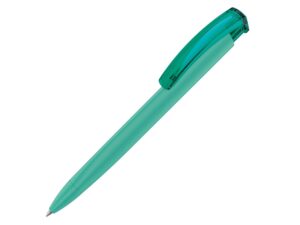 Ручка пластиковая шариковая трехгранная «Trinity K transparent Gum» soft-touch - морская волна