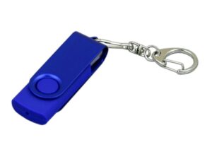 USB 2.0- флешка промо на 16 Гб с поворотным механизмом и однотонным металлическим клипом - 32Gb, синий