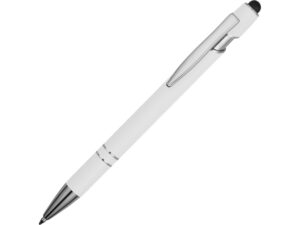 Ручка-стилус металлическая шариковая «Sway» soft-touch - белый/серебристый