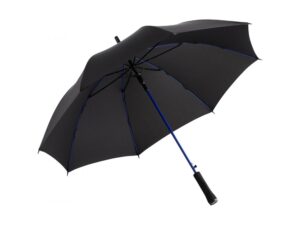 Зонт-трость «Colorline» с цветными спицами и куполом из переработанного пластика - черный/синий