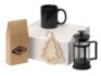 Подарочный набор с чаем, кружкой и френч-прессом «Чаепитие» - кружка- черный, френч-пресс- черный/прозрачный