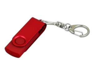 USB 2.0- флешка промо на 16 Гб с поворотным механизмом и однотонным металлическим клипом - 64Gb, красный