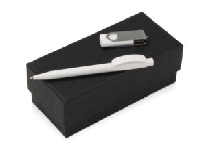 Подарочный набор «Uma Memory» с ручкой и флешкой - 8Gb, белый/серебристый