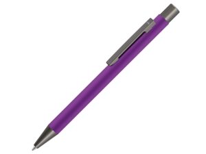 Ручка металлическая шариковая «Straight Gum» soft-touch с зеркальной гравировкой - фиолетовый