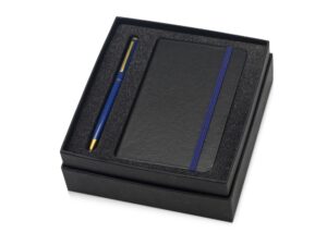 Подарочный набор Reporter с ручкой и блокнотом А6 - синий/черный/золотистый