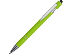 Ручка-стилус металлическая шариковая «Sway» soft-touch - зеленое яблоко/серебристый