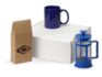 Подарочный набор с чаем, кружкой и френч-прессом «Чаепитие» - кружка- ярко-синий, френч-пресс- синий/прозрачный