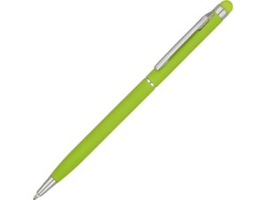 Ручка-стилус металлическая шариковая «Jucy Soft» soft-touch - зеленое яблоко