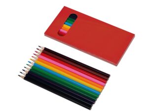 Набор из 12 шестигранных цветных карандашей «Hakuna Matata» - упаковка- красный, карандаши- разноцветный