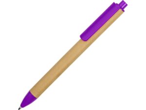 Ручка картонная шариковая «Эко 2.0» - бежевый/фиолетовый