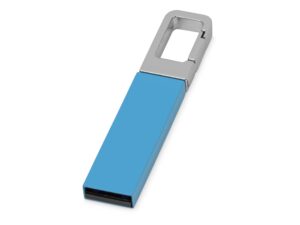 USB-флешка на 16 Гб «Hook» с карабином - 16Gb, голубой/серебристый