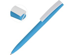 Ручка пластиковая soft-touch шариковая «Zorro» - голубой/белый