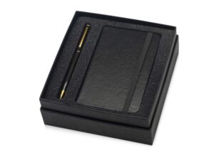 Подарочный набор Reporter с ручкой и блокнотом А6 - черный/золотистый