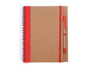 Блокнот А5+ ALANI с шариковой ручкой - бежевый/красный