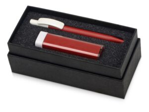 Подарочный набор White top с ручкой и зарядным устройством - красный/белый