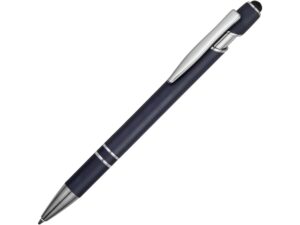 Ручка-стилус металлическая шариковая «Sway» soft-touch - темно-синий/серебристый