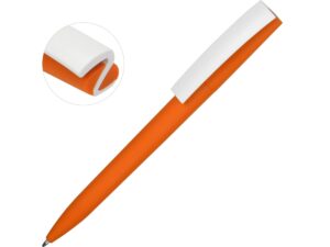 Ручка пластиковая soft-touch шариковая «Zorro» - оранжевый/белый