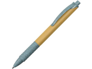 Ручка из бамбука и переработанной пшеницы шариковая «Nara» - дерево/синий