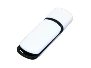 USB 2.0- флешка на 16 Гб с цветными вставками - 16Gb, белый/черный