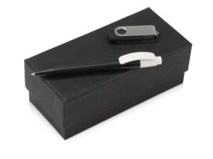 Подарочный набор «Uma Memory» с ручкой и флешкой - 8Gb, черный/серебристый/белый