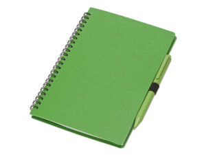 Блокнот А5 «Toledo M» с обложкой из пшеницы и пластика и шариковой ручкой - A5, зеленый