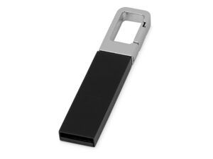 USB-флешка на 16 Гб «Hook» с карабином - 16Gb, черный/серебристый