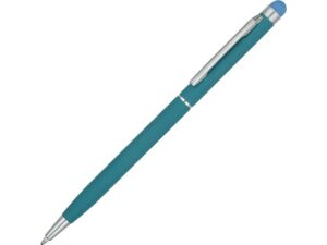 Ручка-стилус металлическая шариковая «Jucy Soft» soft-touch - бирюзовый