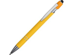 Ручка-стилус металлическая шариковая «Sway» soft-touch - желтый/серебристый