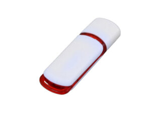 USB 2.0- флешка на 16 Гб с цветными вставками - 8Gb, белый/красный