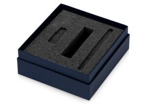 Коробка с ложементом Smooth M для зарядного устройства, ручки и флешки - синий