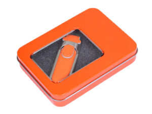 Металлическая упаковка для флешки - оранжевый