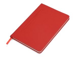 Блокнот А5 «Magnet» soft-touch с магнитным держателем для ручки - A5, красный
