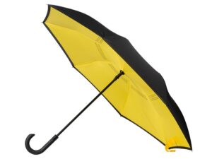 Зонт-трость наоборот «Inversa» - черный/желтый