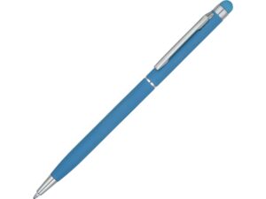 Ручка-стилус металлическая шариковая «Jucy Soft» soft-touch - голубой