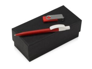 Подарочный набор «Uma Memory» с ручкой и флешкой - 8Gb, красный, серебристый, белый