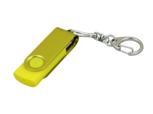 USB 2.0- флешка промо на 16 Гб с поворотным механизмом и однотонным металлическим клипом - 16Gb, желтый