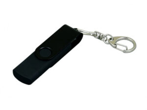 USB 2.0- флешка на 16 Гб с поворотным механизмом и дополнительным разъемом Micro USB - 64Gb, черный