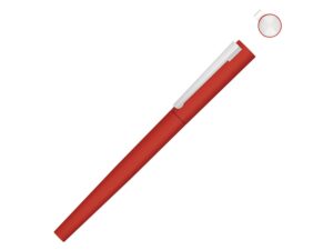 Ручка металлическая роллер «Brush R GUM» soft-touch с зеркальной гравировкой - красный