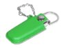 USB 2.0- флешка на 16 Гб в массивном корпусе с кожаным чехлом - 64Gb, зеленый/серебристый