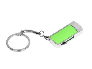 USB 2.0- флешка на 16 Гб с выдвижным механизмом и мини чипом - 64Gb, серебристый/зеленый