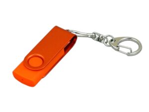 USB 2.0- флешка промо на 16 Гб с поворотным механизмом и однотонным металлическим клипом - 16Gb, оранжевый