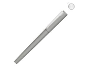 Ручка металлическая роллер «Brush R GUM» soft-touch с зеркальной гравировкой - серый