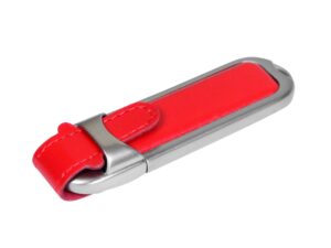 USB 2.0- флешка на 16 Гб с массивным классическим корпусом - 64Gb, красный/серебристый