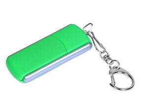 USB 2.0- флешка промо на 16 Гб с прямоугольной формы с выдвижным механизмом - 64Gb, зеленый/серебристый