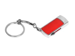 USB 2.0- флешка на 16 Гб с выдвижным механизмом и мини чипом - 16Gb, серебристый/красный
