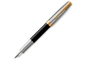 Перьевая ручка Parker Sonnet, F - черный, серебристый, золотистый