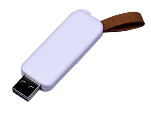 USB 2.0- флешка промо на 4 Гб прямоугольной формы, выдвижной механизм - 16Gb, белый
