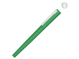 Ручка металлическая роллер «Brush R GUM» soft-touch с зеркальной гравировкой - зеленый