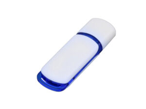 USB 2.0- флешка на 16 Гб с цветными вставками - 32Gb, белый/синий